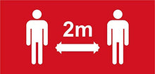 Autocollant stickers signalétique 2m de distance plastifié en mat - format rectangle 25x8,5cm couleur rouge