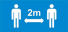 Autocollant stickers signalétique 2m de distance plastifié en mat - format rectangle 25x8,5cm couleur bleu