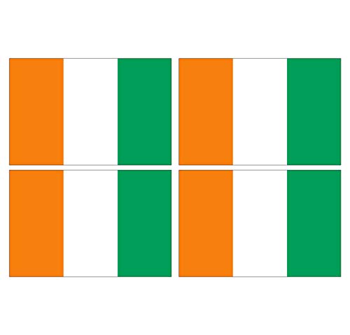 Supstick Lot de 4 Autocollants Stickers Drapeau de Pays Nation côte d’Ivoire Format 12x8cm