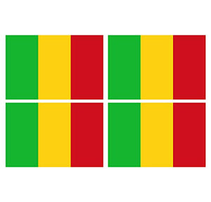 Supstick Lot de 4 Autocollants Stickers Drapeau de Pays Nation Mali Format 6x4cm