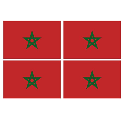 Supstick Lot de 4 Autocollants Stickers Drapeau de Pays Nation Maroc Format 6x4cm