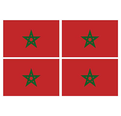 Supstick Lot de 4 Autocollants Stickers Drapeau de Pays Nation Maroc Format 12x8cm