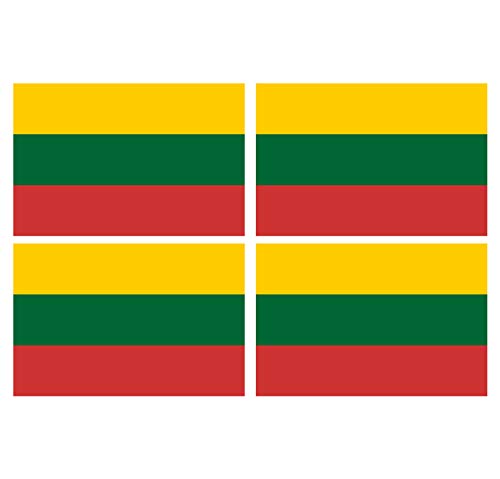 Supstick Lot de 4 Autocollants Stickers Drapeau de Pays Nation Lituanie Format 6x4cm
