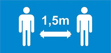 Lot de 5 Panneaux de signalétique - 1,5m de distance- format rectangle 25x8,5cm couleur bleu