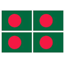 Supstick Lot de 4 Autocollants Stickers Drapeau de Pays Nation Bangladesh Format 6x4cm