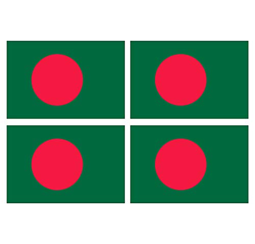 Supstick Lot de 4 Autocollants Stickers Drapeau de Pays Nation Bangladesh Format 6x4cm