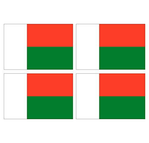 Supstick Lot de 4 Autocollants Stickers Drapeau de Pays Nation Madagascar Format 6x4cm