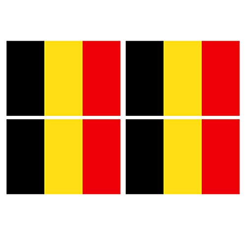 Supstick Lot de 4 Autocollants Stickers Drapeau de Pays Nation Belgique Format 6x4cm