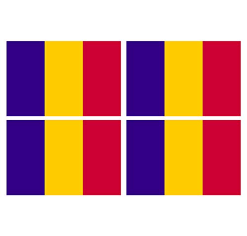 Supstick Lot de 4 Autocollants Stickers Drapeau de Pays Nation Tchad Format 12x8cm