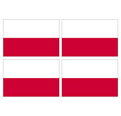 Supstick Lot de 4 Autocollants Stickers Drapeau de Pays Nation Pologne Format 6x4cm