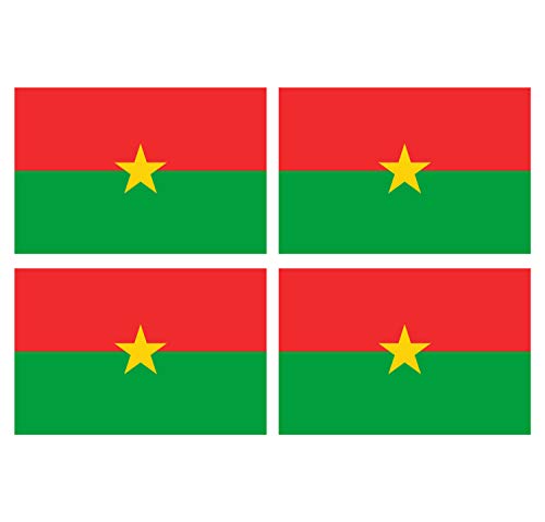 Supstick Lot de 4 Autocollants Stickers Drapeau de Pays Nation Burkina-Faso Format 12x8cm