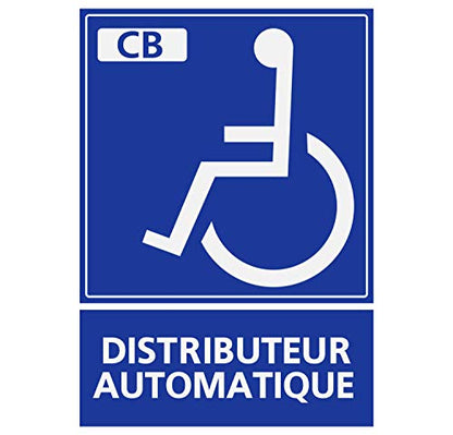 Panneau Rigide Handicapé - Personne à mobilité réduite Distributeur Automatique 15x20cm épaisseur 3mm