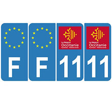 Supstick 4 Stickers Autocollants Plaques Immatriculation Auto Dept 11 Occitanie Bleu Clair Angles Arrondis