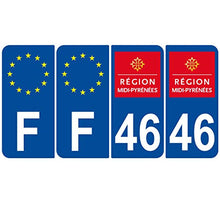 Supstick 4 Stickers Autocollants Plaques Immatriculation Auto Dept 46 Midi Pyrénées Bleu Foncé Angles Arrondis