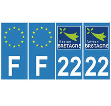 Supstick 4 Stickers Autocollants Plaques Immatriculation Auto Dept 22 Bretagne Bleu Clair Angles Carrés