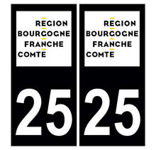 Supstick 2 Stickers Autocollants Plaques Immatriculation Auto Dept 25 Bourgogne Franche Comté Noir Angles Carrés