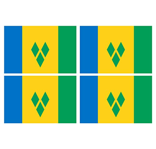 Supstick Lot de 4 Autocollants Stickers Drapeau de Pays Nation Saint-Vincent-et-Les-Grenadines Format 6x4cm