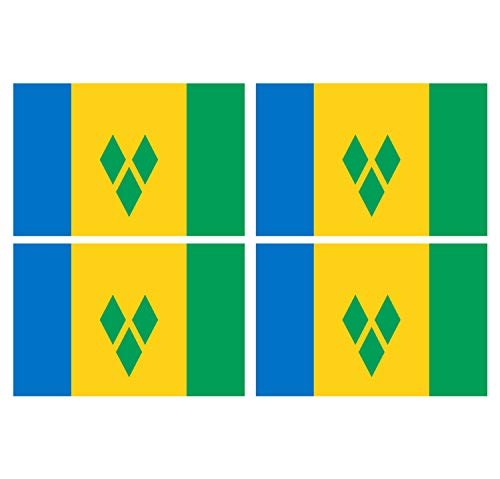 Supstick Lot de 4 Autocollants Stickers Drapeau de Pays Nation Saint-Vincent-et-Les-Grenadines Format 12x8cm