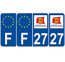 Supstick 4 Stickers Autocollants Plaques Immatriculation Auto Dept 27 Normandie Bleu Foncé Angles Arrondis