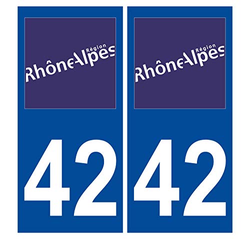 Supstick 2 Stickers Autocollants Plaques Immatriculation Auto Dept 42 Rhône Alpes Bleu Foncé Angles Carrés