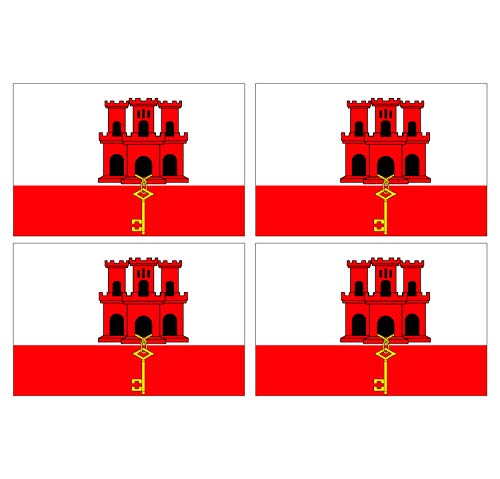 Supstick Lot de 4 Autocollants Stickers Drapeau de Pays Nation Gibraltar Format 12x8cm