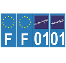 Supstick 4 Stickers Autocollants Plaques Immatriculation Auto Dept 01 Auvergne Rhône Alpes Bleu Clair Angles Carrés