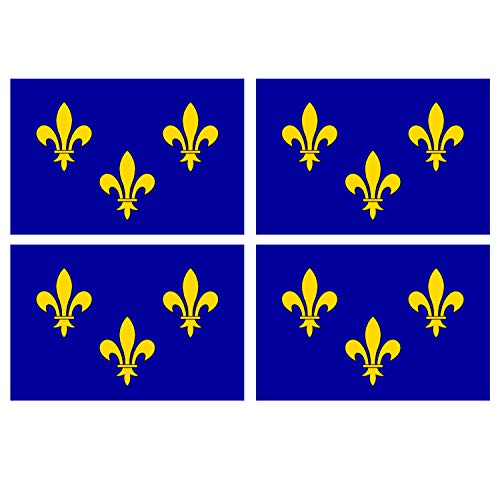 Supstick Lot de 4 Autocollants Stickers Drapeau de département région française ile de France Format 6x4cm