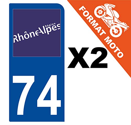 Supstick 2 Stickers Autocollants Plaques Immatriculation Moto Dept 74 Rhône Alpes Bleu Foncé 1 Angle Arrondi