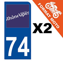 Supstick 2 Stickers Autocollants Plaques Immatriculation Moto Dept 74 Rhône Alpes Bleu Foncé 1 Angle Arrondi