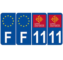 Supstick 4 Stickers Autocollants Plaques Immatriculation Auto Dept 11 Occitanie Bleu Foncé Angles Arrondis