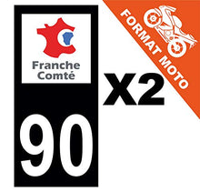 Supstick 2 Stickers Autocollants Plaques Immatriculation Moto Dept 90 Franche Comté Noir Angles Carrés