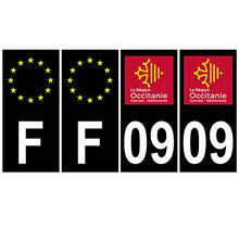 Supstick 4 Stickers Autocollants Plaques Immatriculation Auto Dept 09 Occitanie Noir Angles Carrés