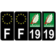 Supstick 4 Stickers Autocollants Plaques Immatriculation Auto Dept 19 Limousin Noir Angles Arrondis