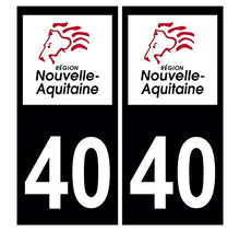 Supstick 2 Stickers Autocollants Plaques Immatriculation Auto Dept 40 Nouvelle Aquitaine Noir Angles Carrés