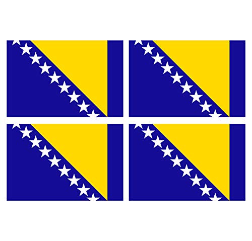 Supstick Lot de 4 Autocollants Stickers Drapeau de Pays Nation Bosnie Format 12x8cm