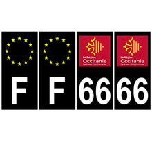 Supstick 4 Stickers Autocollants Plaques Immatriculation Auto Dept 66 Occitanie Noir Angles Carrés