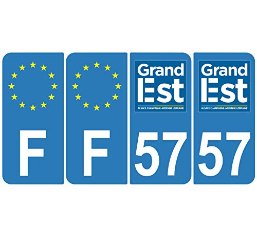 Supstick 4 Stickers Autocollants Plaques Immatriculation Auto Dept 57 Grand Est Bleu Clair Angles Arrondis