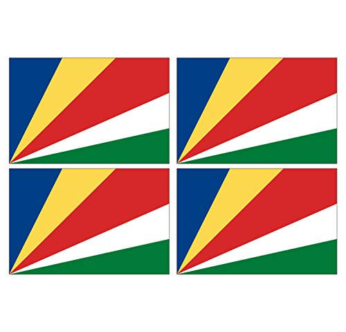 Supstick Lot de 4 Autocollants Stickers Drapeau de Pays Nation Seychelles Format 6x4cm