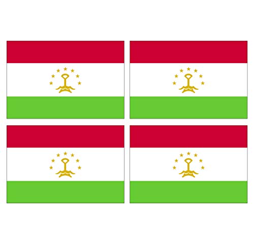 Supstick Lot de 4 Autocollants Stickers Drapeau de Pays Nation Tajikistan Format 6x4cm