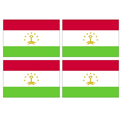 Supstick Lot de 4 Autocollants Stickers Drapeau de Pays Nation Tajikistan Format 12x8cm