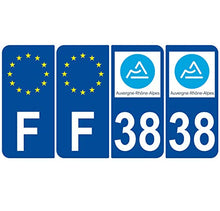 Supstick 4 Stickers Autocollants Plaques Immatriculation Auto Dept 38 Auvergne Rhône Alpes Bleu Foncé Angles Arrondis