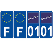 Supstick 4 Stickers Autocollants Plaques Immatriculation Auto Dept 01 Auvergne Rhône Alpes Bleu Foncé Angles Arrondis