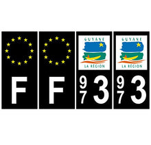 Supstick 4 Stickers Autocollants Plaques Immatriculation Auto Dept 973 Guyane Noir Angles Carrés