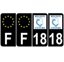 Supstick 4 Stickers Autocollants Plaques Immatriculation Auto Dept 18 Centre Noir Angles Arrondis