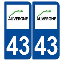 Supstick 2 Stickers Autocollants Plaques Immatriculation Auto Dept 43 Auvergne Bleu Foncé Angles Arrondis