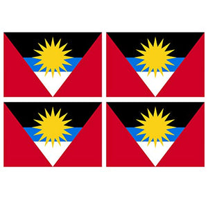 Supstick Lot de 4 Autocollants Stickers Drapeau de Pays Nation Antigua et Barbuda Format 6x4cm