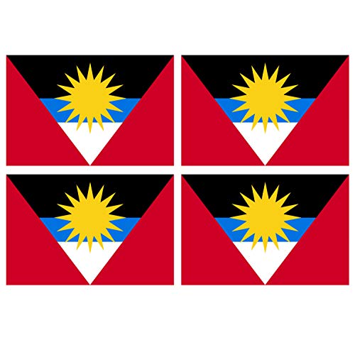 Supstick Lot de 4 Autocollants Stickers Drapeau de Pays Nation Antigua et Barbuda Format 6x4cm