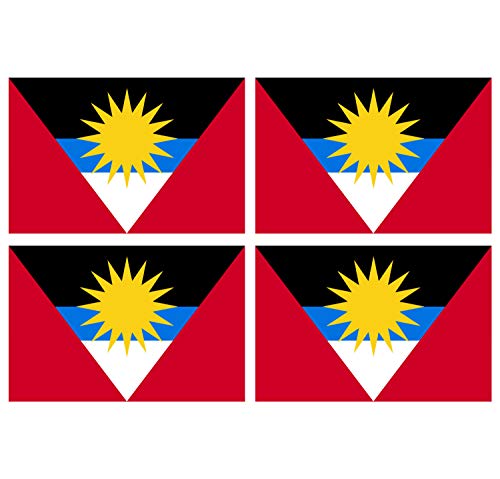 Supstick Lot de 4 Autocollants Stickers Drapeau de Pays Nation Antigua et Barbuda Format 12x8cm