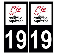 Supstick 2 Stickers Autocollants Plaques Immatriculation Auto Dept 19 Nouvelle Aquitaine Noir Angles Carrés