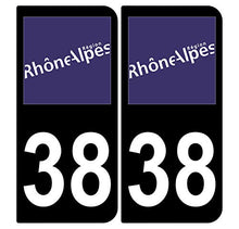 Supstick 2 Stickers Autocollants Plaques Immatriculation Auto Dept 38 Rhône Alpes Noir Angles Arrondis